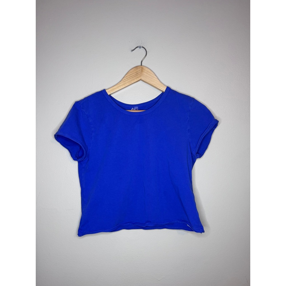 Free People FP Movement Royal Blue Cropped Tee Zipper‎ Back Pocket Size L